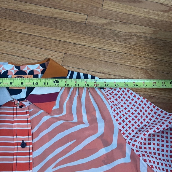 Tory Burch Silk Patchwork Branded Blouse Size 14 $385 - Picture 16 of 16